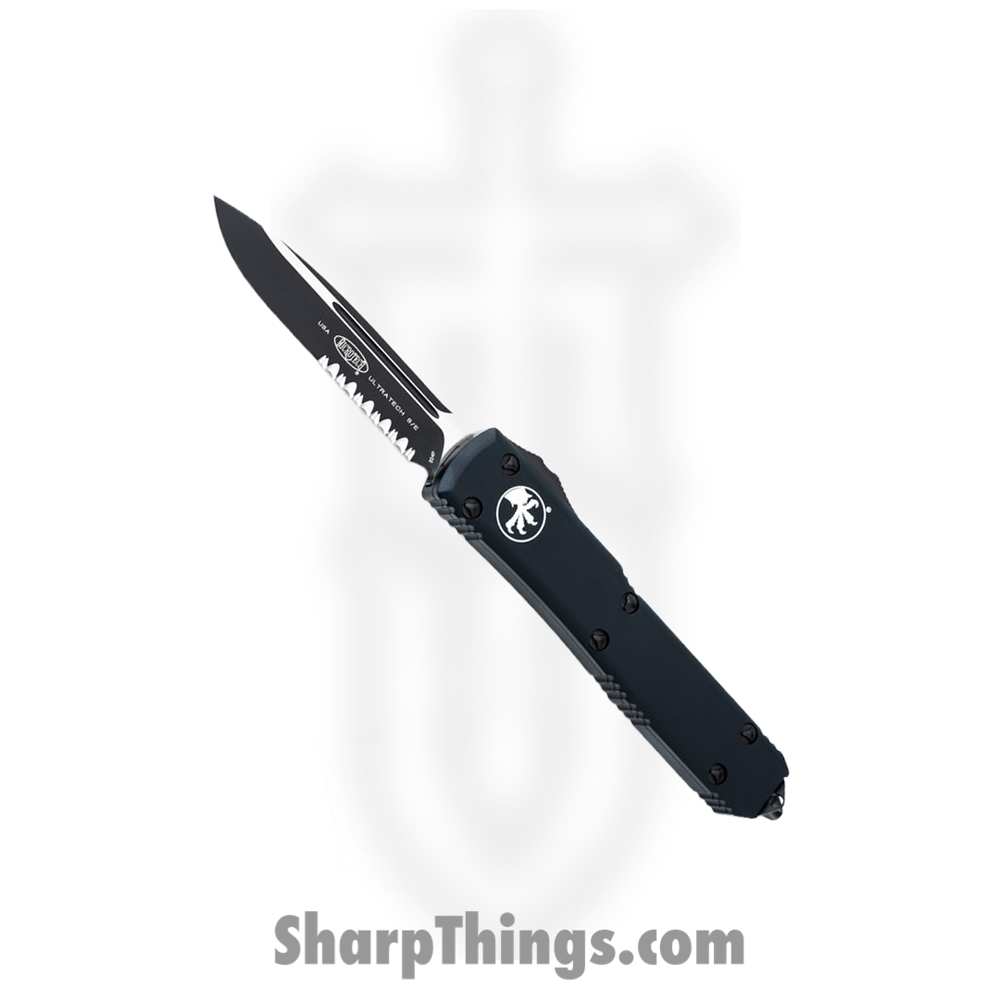 121-2T_1 Microtech - 121-2T - Ultratech Tactical - OTF Auto - Elmax, M390, 204P Coated Drop Point - 6061-T6 Aluminum - Black - Image 1