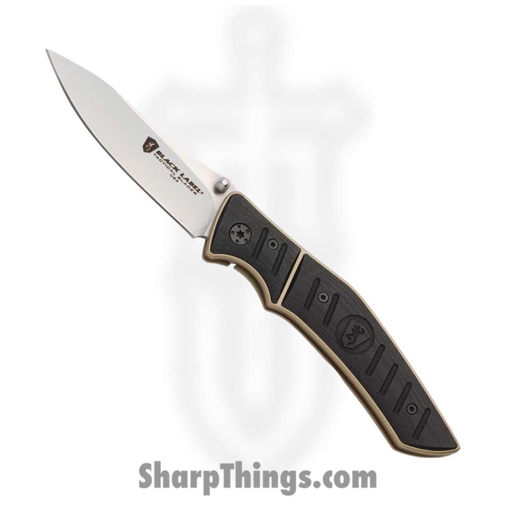 320139BL_1 Browning - 320139BL - Black Label Finish Line - Assisted Open Knife - 440A SS Satin Drop Point - G10 - Black - Image 1
