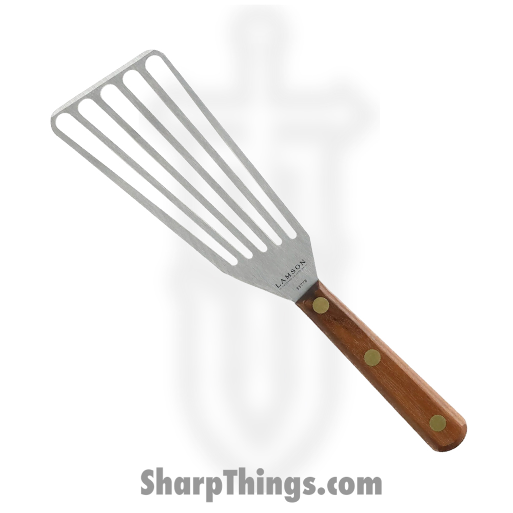33778_1 Lamson - 33778 - 3" x 6" Chef's Slotted Turner - Left Hand Walnut Handle - Image 1