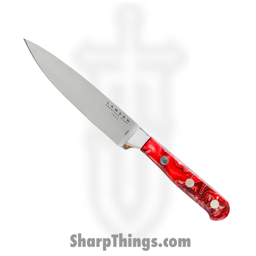 59935_1 Lamson - 59935 - 6″ Premier Forged Utility Knife - 4116 Polished - Acrylic - Fire - Image 1