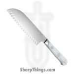 Lamson - 69953 - 7" Premier Forged Santoku Knife with Kullenschliff Edge - 4116 Polished - Acrylic - Ice