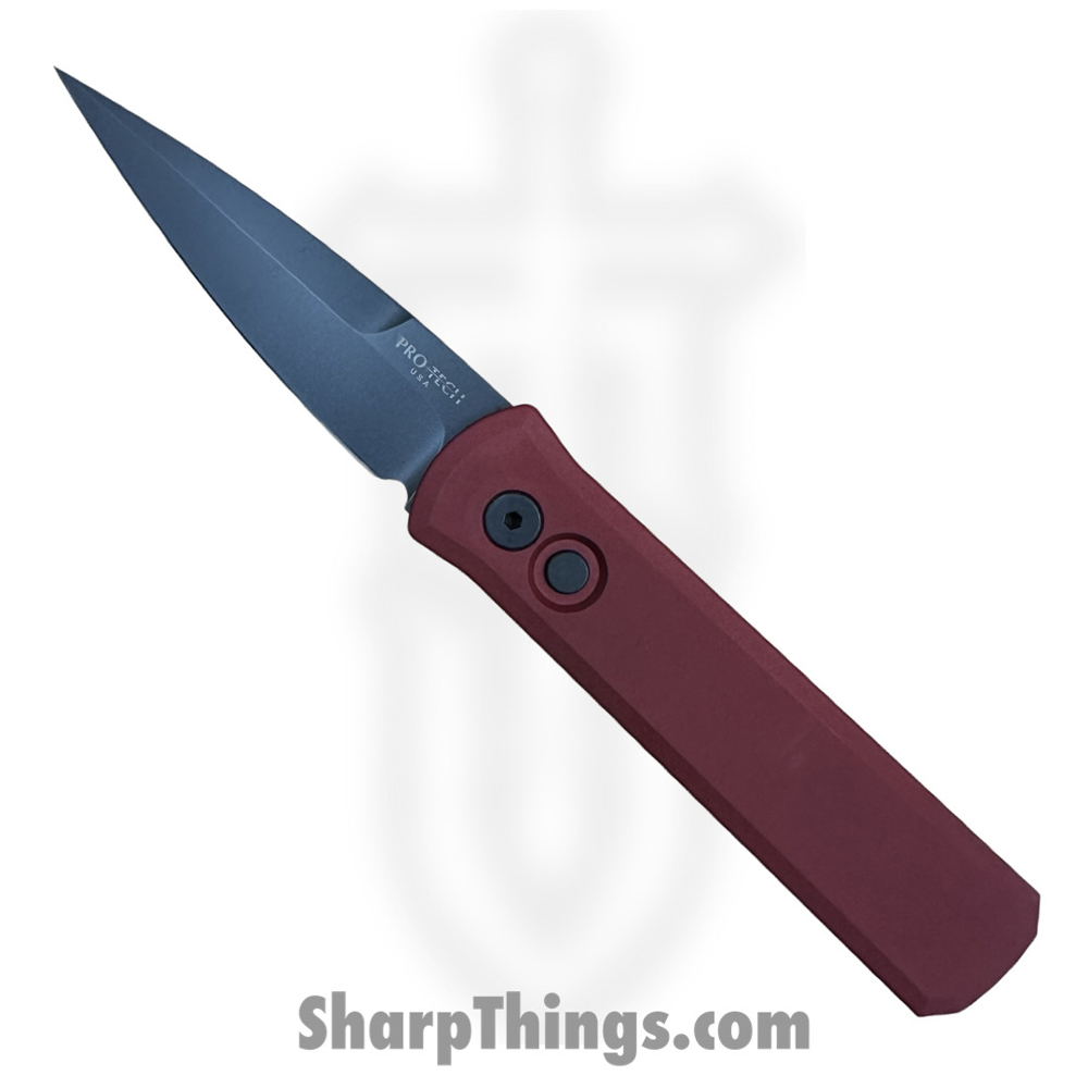 721-RED_1 ProTech - 721-RED - Godson - Automatic Knife - 154CM Blasted Spear Point - 6061-T6 Aluminum - Red - Image 1