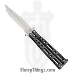 Bear & Son - BC117S - Butterfly Silver Vein - Balisong - 440 SS Satin Clip Point - Die Cast Metal - Black Silver
