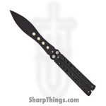 PTC - BF-204-5 - Butterfly Trainer - Balisong - 1065 Surgical Steel Coated Blunt - Stainless - Black