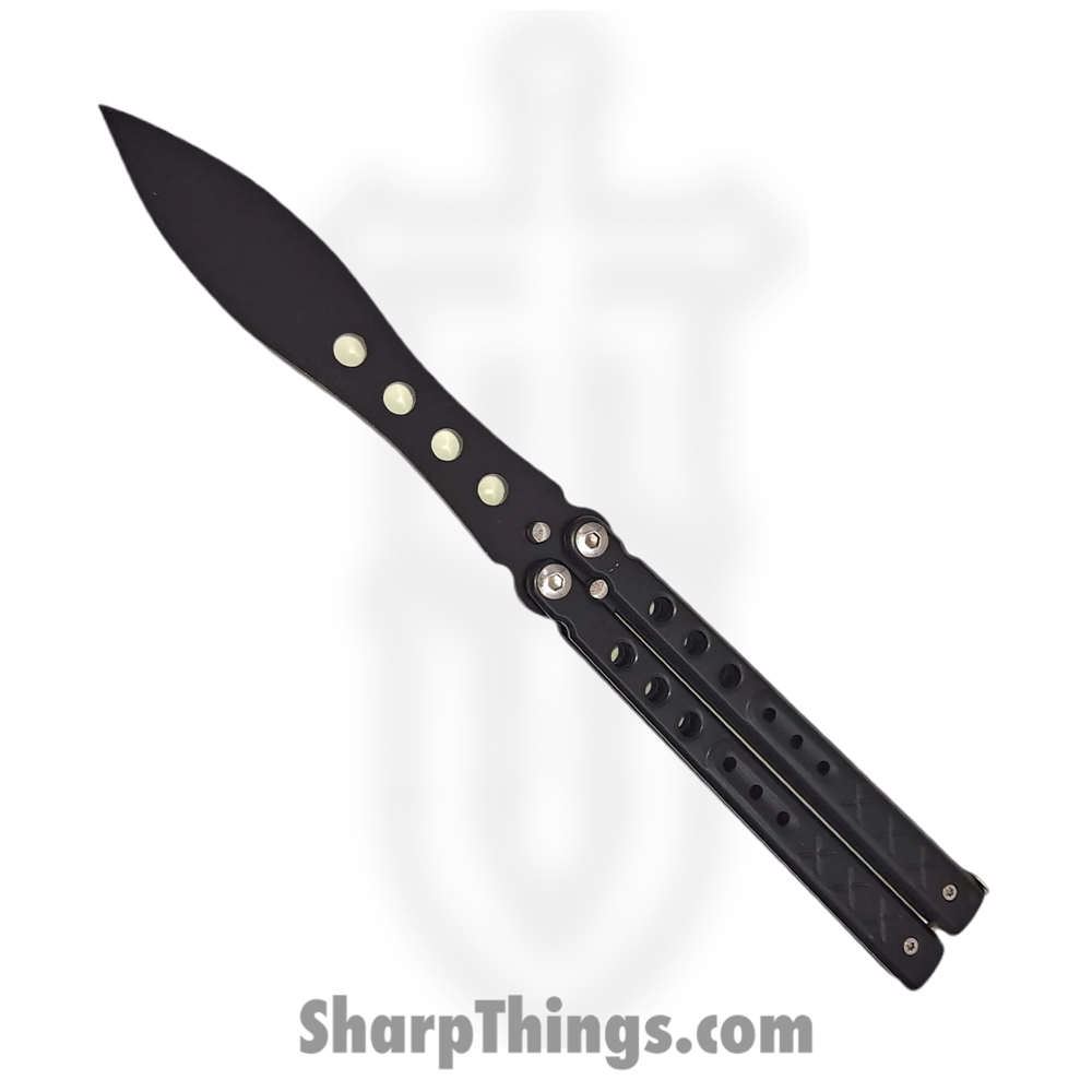 BF-204-5_1 PTC - BF-204-5 - Butterfly Trainer - Balisong - 1065 Surgical Steel Coated Blunt - Stainless - Black - Image 1