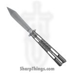 VOC - BK114 - Butterfly Knife - Balisong - 440 SS Stonewash Spear Point - Aluminum - Grey