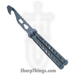 VOC - BK167 - Butterfly Knife Combo Kit - Balisong - 440 SS Coated Multitool/Drop Point - Aluminum - Black