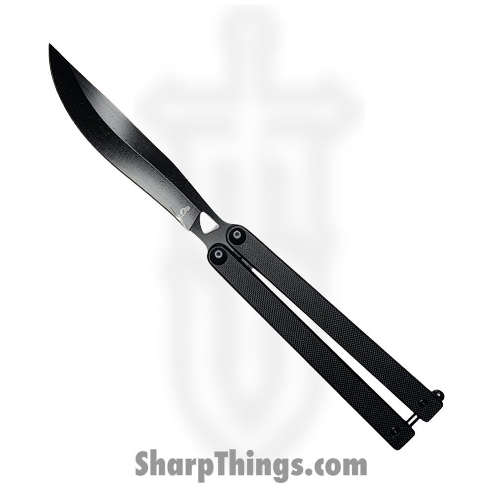 BK178_1 VOC - BK178 - Butterfly Knife - Balisong - 440 SS Coated Drop Point - G10 - Black - Image 1