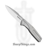 Boker Magnum - BOM01SC083 - The Milled One - Folding Knife - 7Cr17MoV Satin Drop Point - Sculpted Stainless Steel - Gray