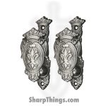 VOC - CN203306 - Fleur de lis Shield Gun and Sword Holder Set - Cast Metal - Silver