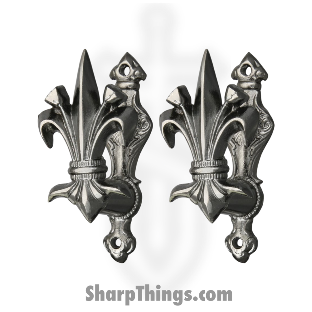 CN203308_1 VOC - CN203308 - Fleur de lis Holder Set - Cast Metal - Silver - Image 1