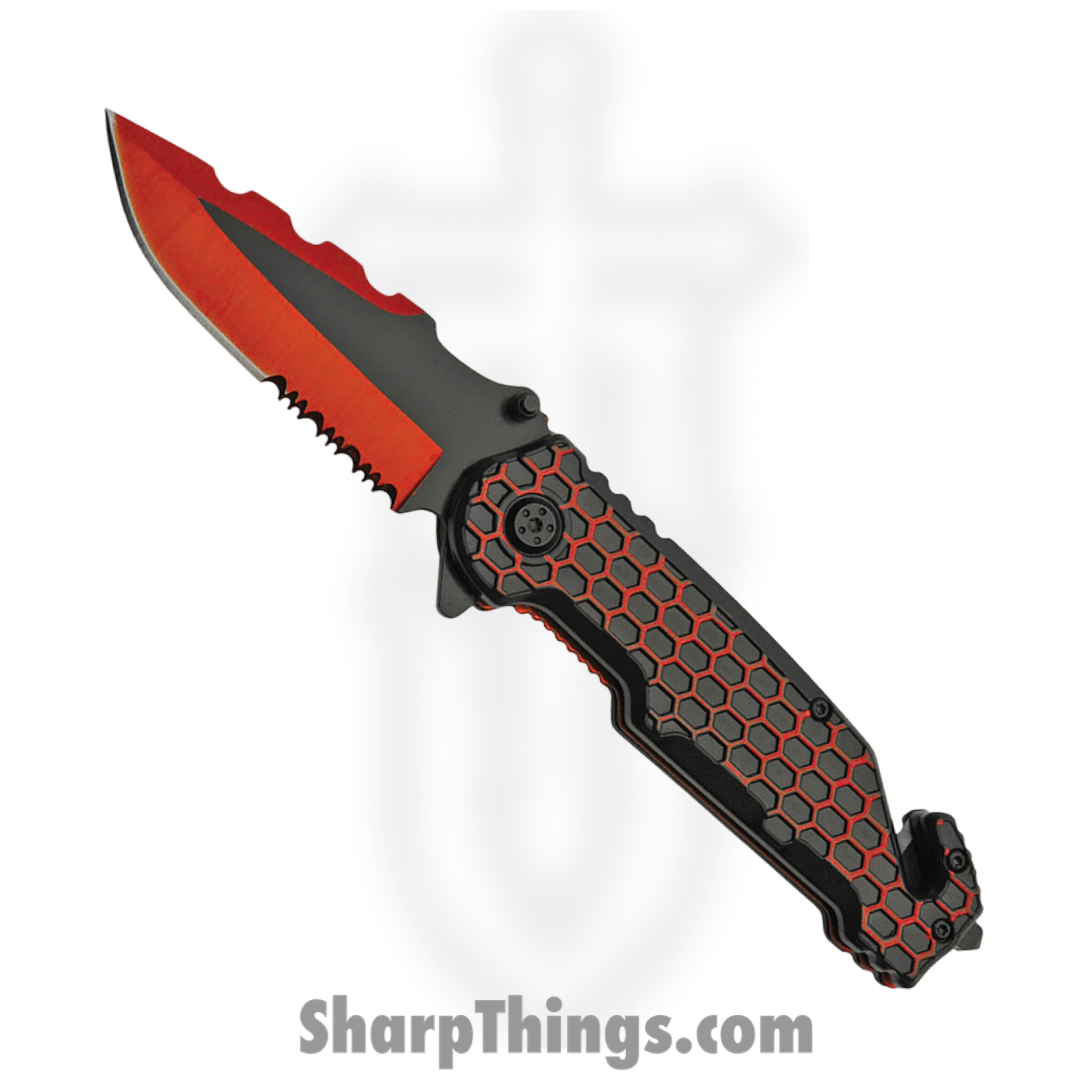CN300485_1 Rite Edge - CN300485 - Honeycomb - Folding Knife - Stainless Two Tone Drop Point - Aluminum - Black/Red - Image 1