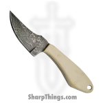 Damascus - DM1131BO - Skinner - Fixed Blade Knife - Damascus Clip Point - Bone - White