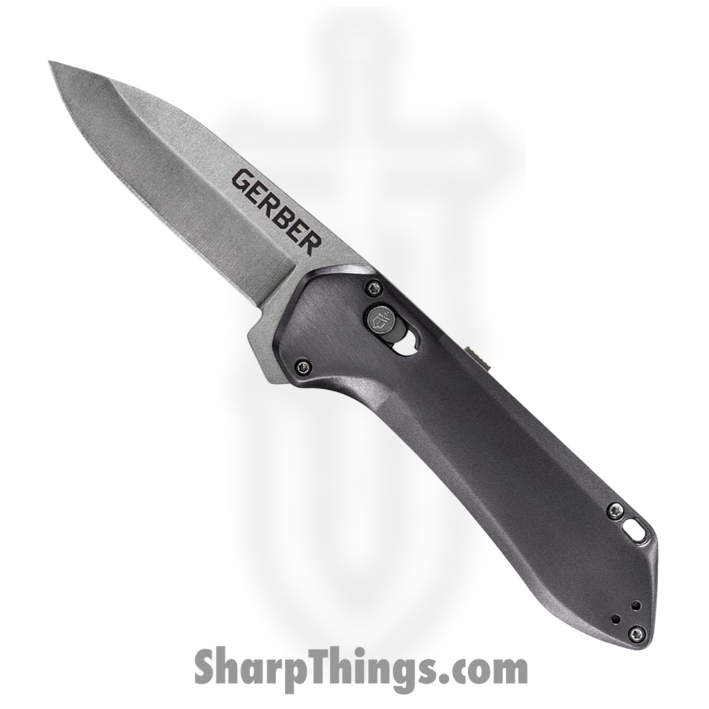 G1637_1 Gerber - G1637 - Highbrow - Assisted Open Knife - 7Cr17MoV Satin Drop Point - Aluminum - Grey - Image 1