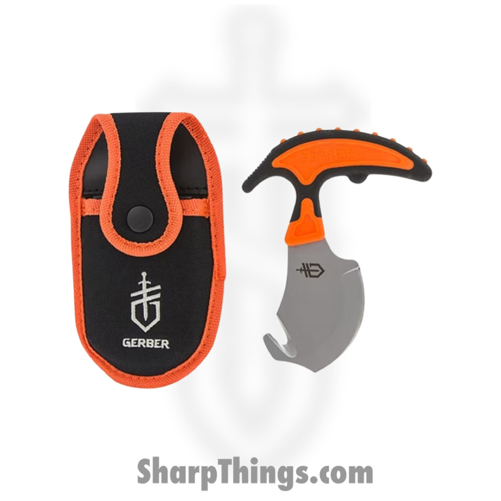 G2744_1 Gerber - G2744 - Vital Skin & Gut - Fixed Blade Knife - Stainless Bead Blast Guthook - Synthetic - Orange Black - Image 1