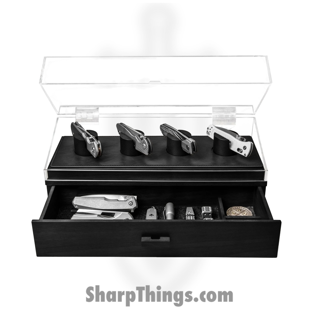 KDP-BK-824-1_1 Holme & Hadfield - KDP-BK-824-1 - The Knife Deck Pro - Knife Showcase - Wood and Acrylic - Black - Image 1