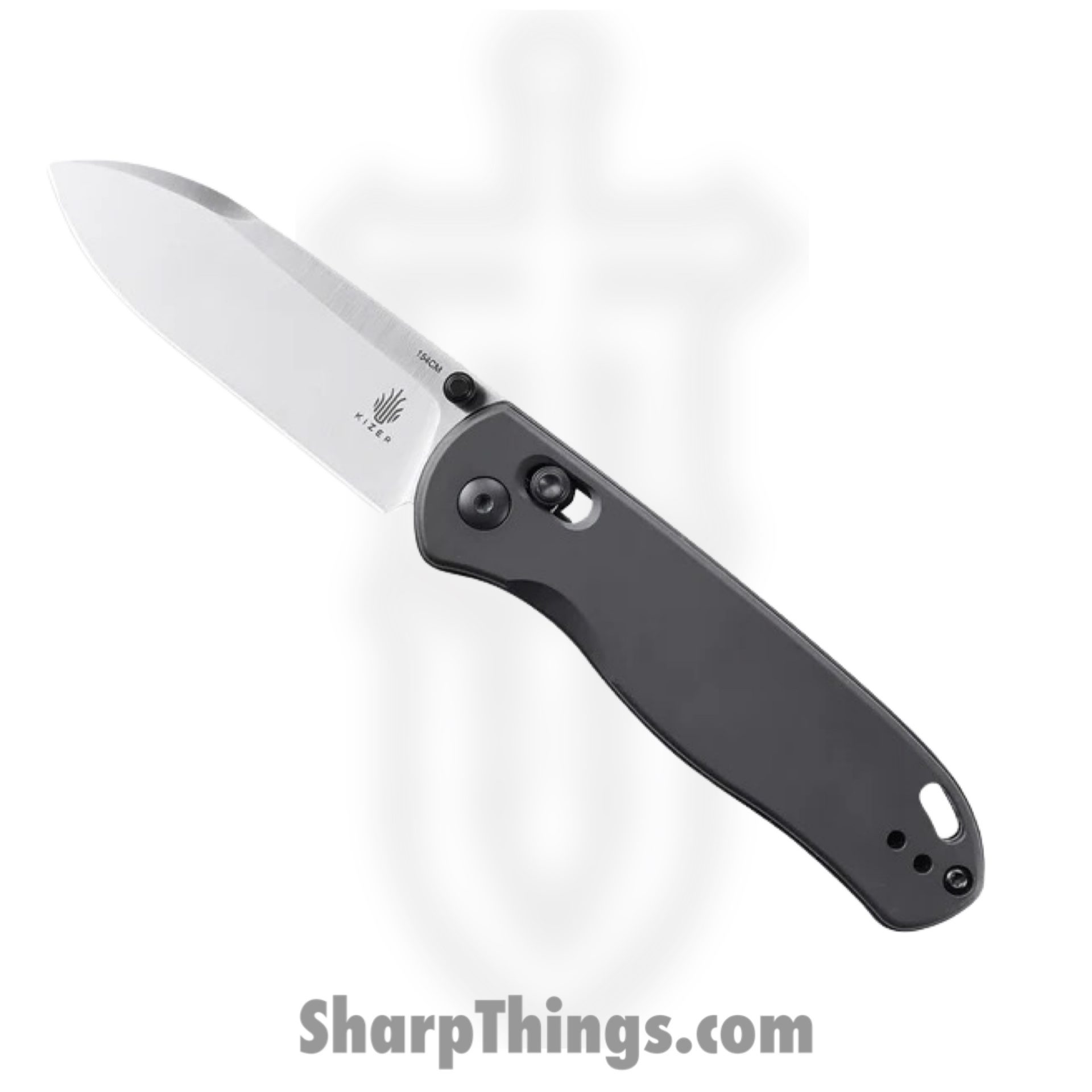 KIV3619C1_1 Kizer Cutlery - KIV3619C1 - Drop Bear - Folding Knife - 154CM Satin Drop Point - Aluminum - Gray - Image 1