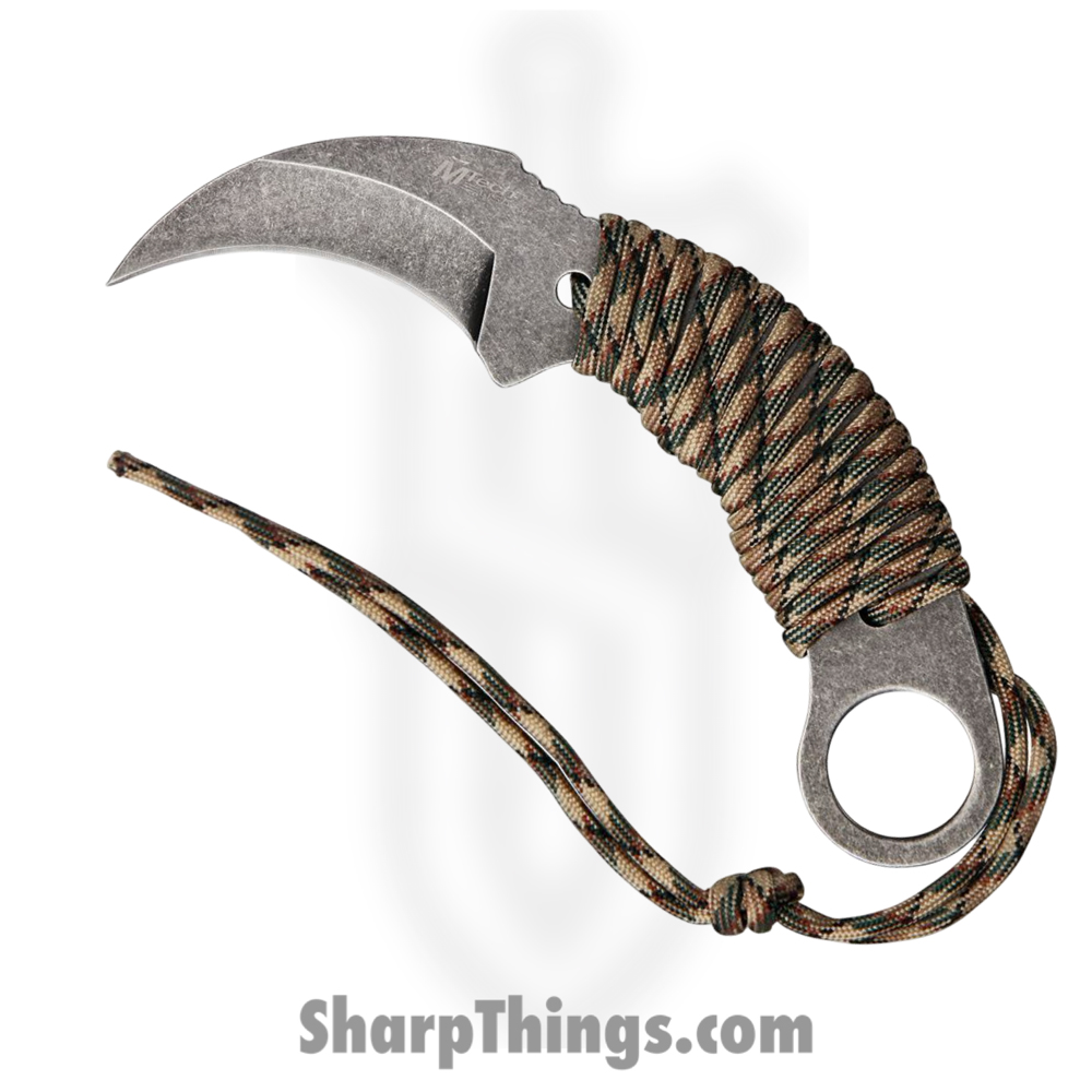 MT670_1 MTech Knives - MT670 - Karambit - Fixed Blade Knife - 440 SS Stonewash Karambit - Paracord Wrapped - Camo - Image 1