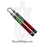 VOC - NC256 - 12" Nunchaku Dragon With Metal Chain Link - Wood - Black Red