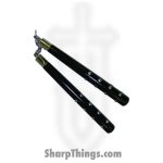 VOC - NC279 - 12" Studded Nunchaku With Metal Chain Link - Wood - Black