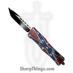 VOC - OTF116 - Large Confederate Flag - OTF Auto - 440 SS Two Tone Tanto - Aluminum - Red/White/Blue