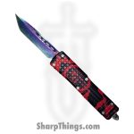 VOC - OTF219 - Large Knife - OTF Auto - Damascus Coated Tanto - Aluminum - Black/Red
