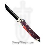 VOC - OTF404 - The Last Samurai - OTF Auto - 440 SS Two Tone Tanto - Aluminum - White/Purple/Red