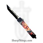 VOC - OTF408 - Oni - OTF Auto - 440 SS Two Tone Tanto - Aluminum - Black/Red/Orange