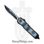 VOC - OTF945 - Small Money Knife - OTF Auto - 440 SS Two Tone Drop Point - Aluminum - Black/Green