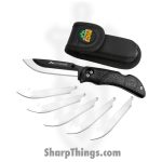 Outdoor Edge - RL-10C - Razor Lite with 6 Replacement Blades - Folding Knife - 420J2 SS Satin Drop Point - TPR - Black