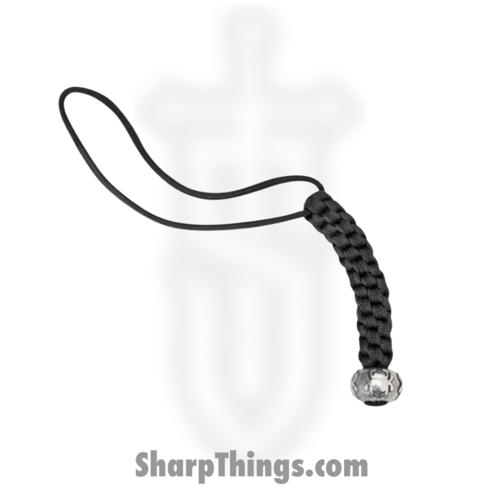 SCBEAD2LY_1 Spyderco - SCBEAD2LY - Lanyard With Bead - Pewter Bead - Black - Image 1