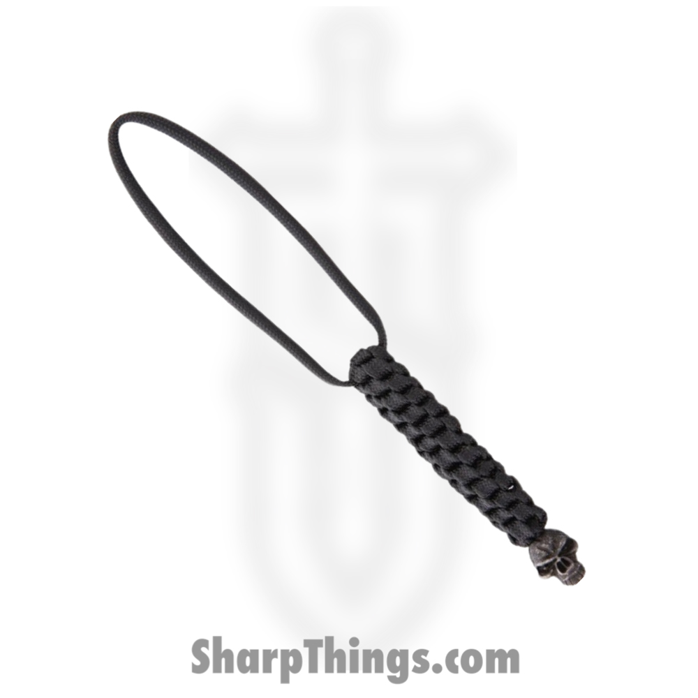 SMUKEBLBB_1 Schmuckatelli Co - SMUKEBLBB - Emerson Lanyard with Bead - Oxide Skull - Black - Image 1