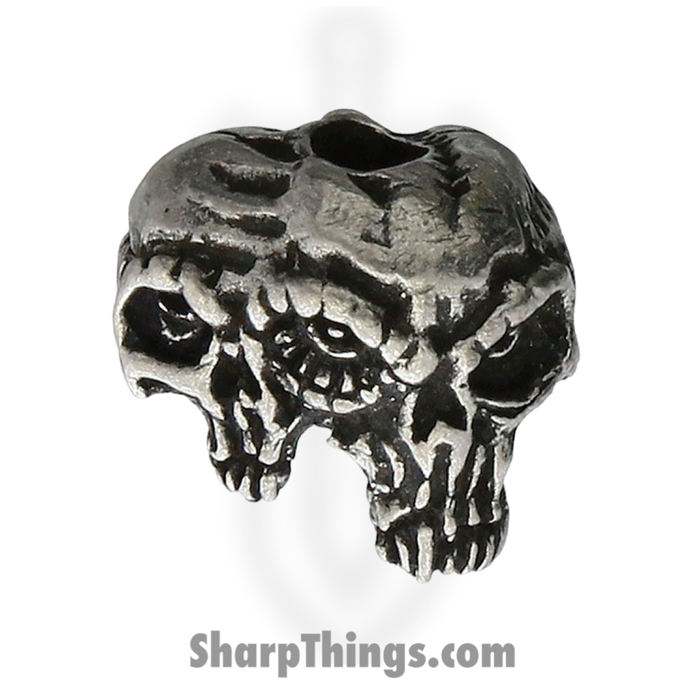 SMUKGTP_1 Schmuckatelli Co - SMUKGTP - Gemini Twins Skull Bead - Pewter - Silver - Image 1