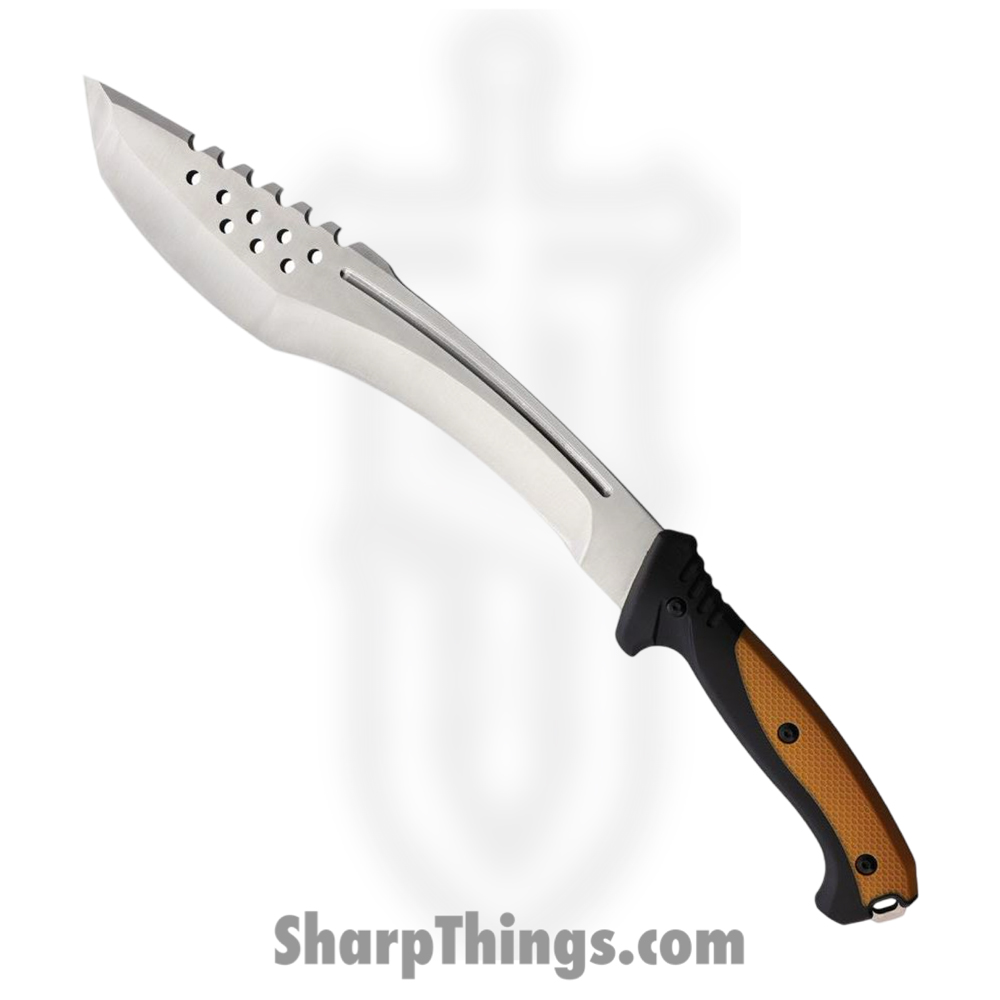 STT22027DC_1 Defcon - STT22027DC - Tactical Kukri - Fixed Blade Knife - Stainless Satin Sawback - TPR - Black Brown - Image 1
