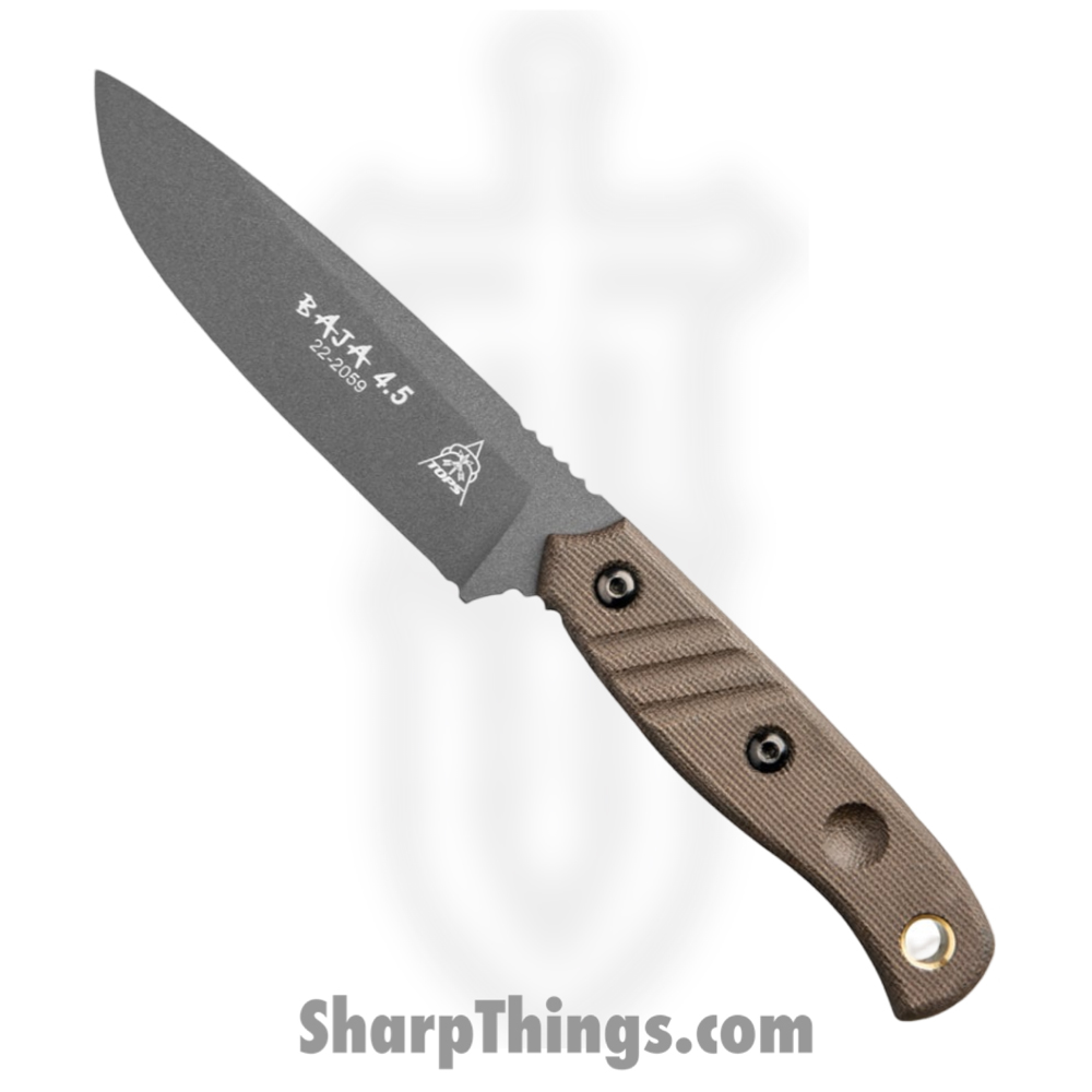 TPBAJA4502_1 Tops - TPBAJA4502 - Baja 4.5 - Fixed Blade Knife - 1095 HC Coated Drop Point - Micarta - Green - Image 1