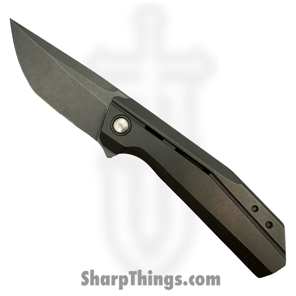 TUFFCUSTOM02_1 TuffKnives - TUFFCUSTOM02 - Deacon - Folding Knife - Milled Stonewashed Ti Scales - CPM Stonewash 154 Tanto - Image 1