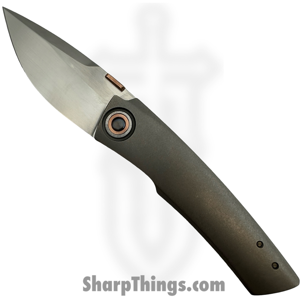 TUFFCUSTOM03_1 TuffKnives - TUFFCUSTOM03 - Psyop Form 12 - Folding Knife - Stonewash TI Frame Lock With Copper Accents - CPM 154 Satin Spear Point - Image 1