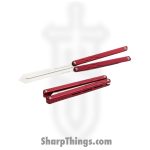 Squid Industries - 07TR75SW01RD - Swordfish Trainer Knife - Balisong - Trainer - Bead Blasted 7075 Aluminum - Red and Silver