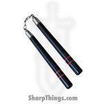 VOC - 1001-BK - 12" Nunchucks - Wood - Black Red