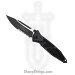 Microtech - 160-2T - Socom Elite Tactical - Folding Knife - Elmax Coated Clip Point - 6061-T6 Aluminum with Textured Inserts - Black