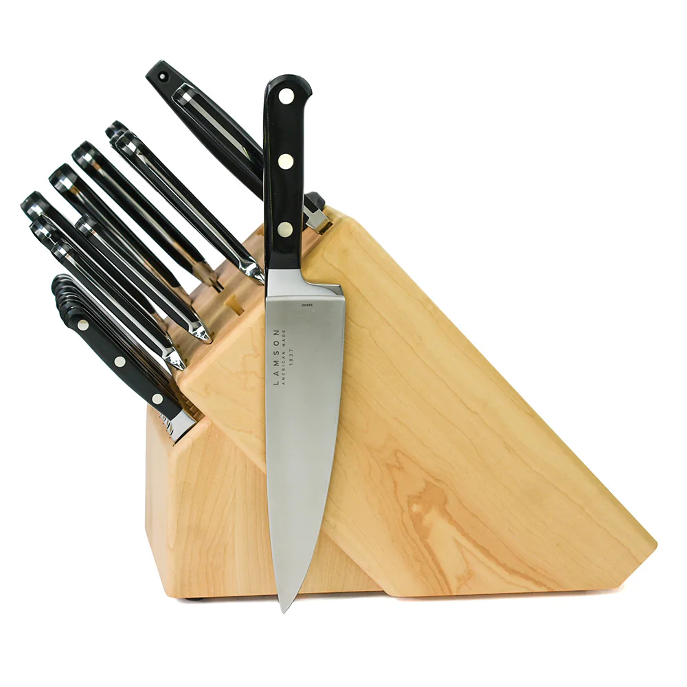 39287_1.jpg Lamson - 39287 - 22 Piece Premier Forged Knife Light Maple Block Set - Midnight - Image 1