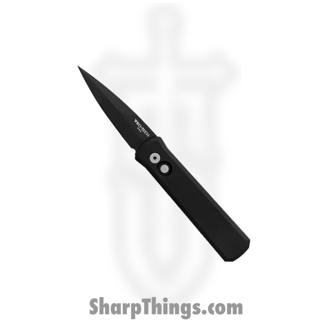 721_1.png ProTech - 721 - Godson - Automatic Knife - 154CM Black Spear Point - 6061-T6 Aluminum - Black - Image 1