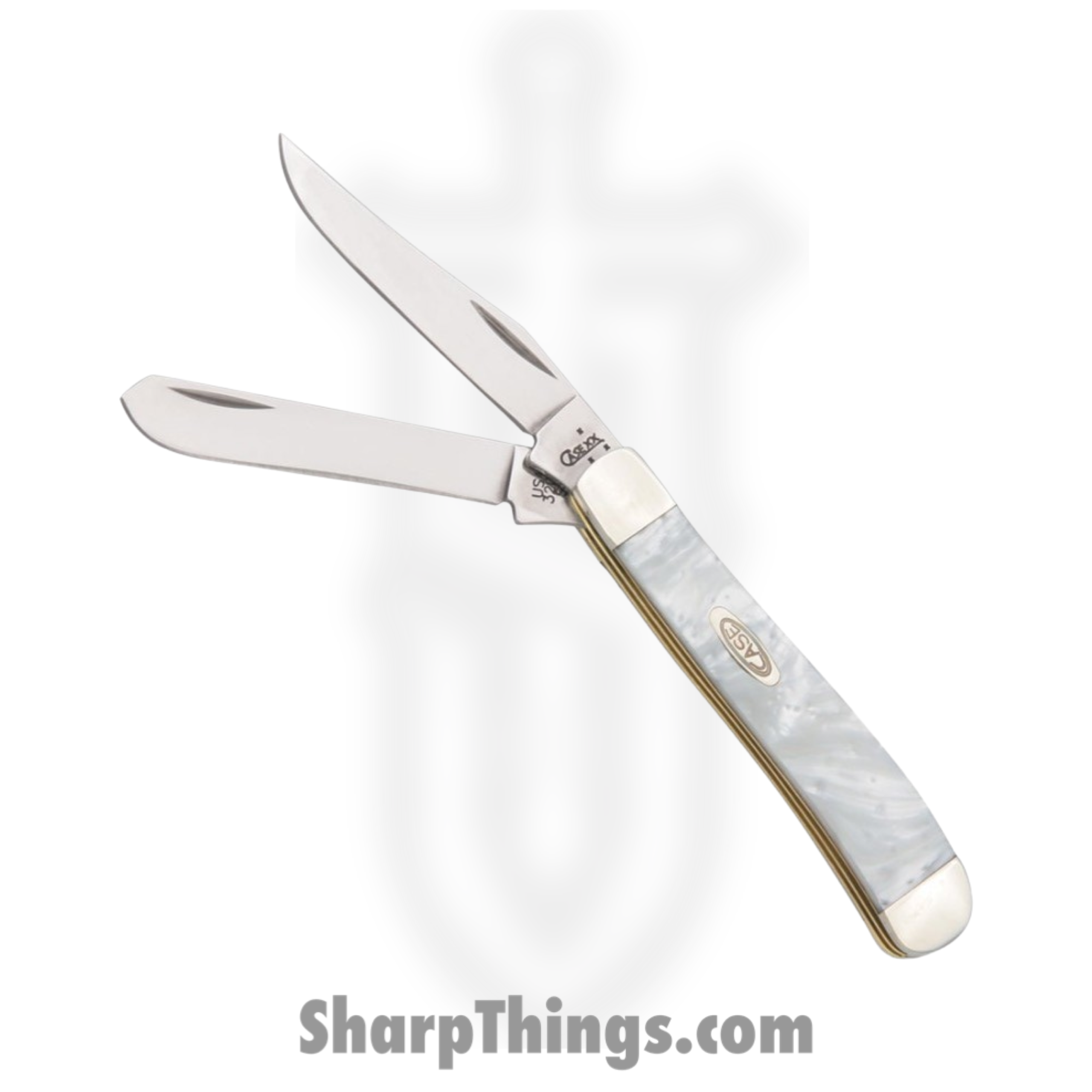 CA9207WP_1.png Case Cutlery - CA9207WP - Mini Trapper White Pearl - Folding Knife - Tru-Sharp Surgical Steel Polished Clip/Spey - Corelon with Nickel Silver Bolsters - White - Image 1