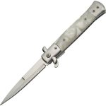 Rite Edge - CN300342WH - Stiletto - Assisted Open Knife - Stainless Polished Dagger - Stainless - White/Silver
