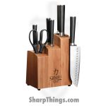 Ginsu - COK-KB-DS-008-1 - Gourmet Chikara Series Forged 8-Piece Japanese Knife Set - 420J2 SS Satin - Resin - Black
