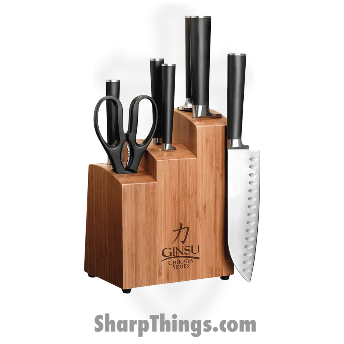 COK-KB-DS-008-1_1 Ginsu - COK-KB-DS-008-1 - Gourmet Chikara Series Forged 8-Piece Japanese Knife Set - 420J2 SS Satin - Resin - Black - Image 1