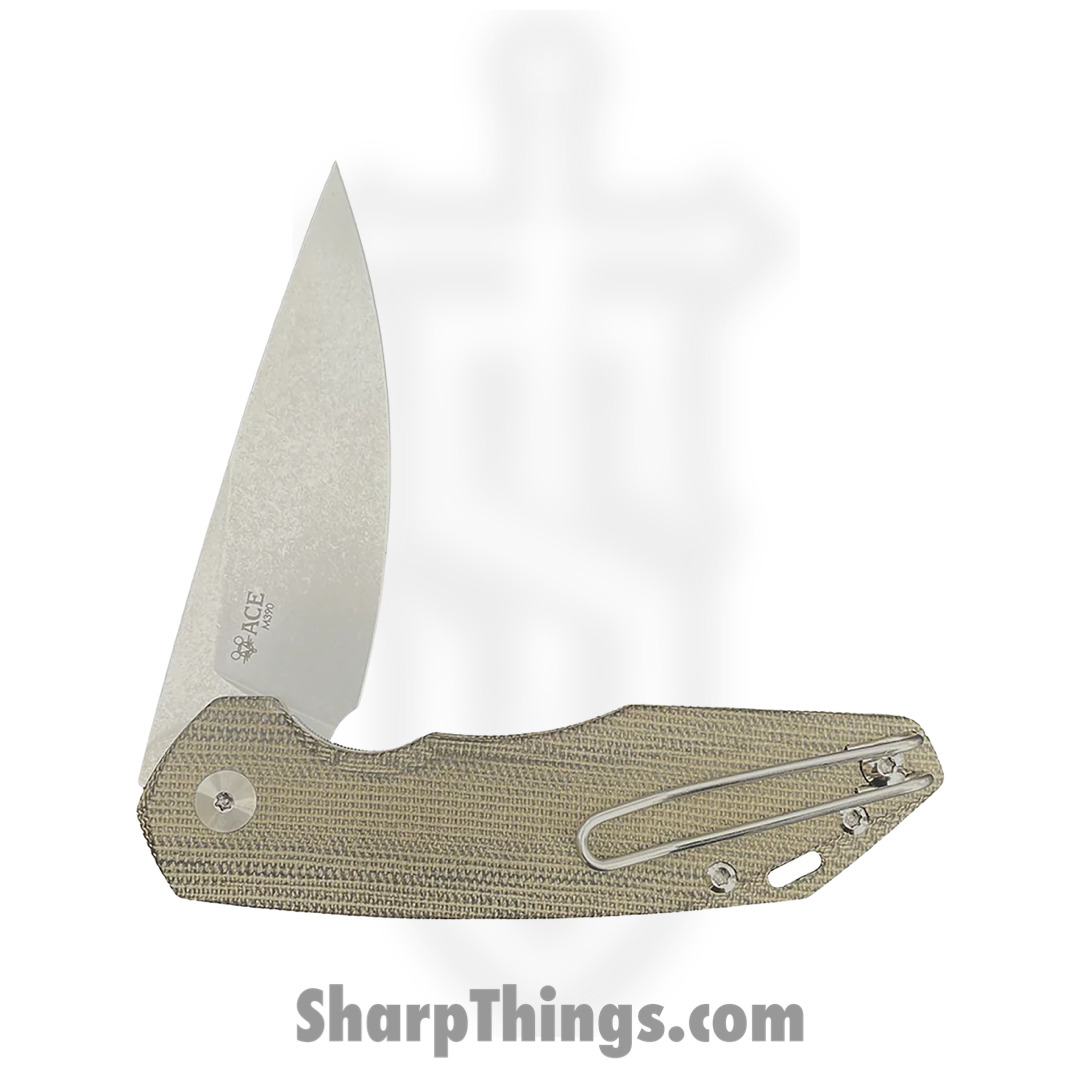 CORTA-GRN-CANVAS_1.jpg GiantMouse - CORTA-GRN-CANVAS - Ace Corta - Folding Knife - M390 Stonewash Drop Point - Micarta - Green - Image 1