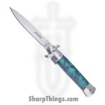 Frost Cutlery - FISM001G - Italian Stiletto Milano - Assisted Open Knife - 3Cr13 Polished Spear Point - Synthetic - Green