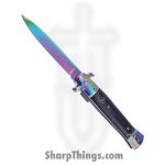Frost Cutlery - FISM001 - Italian Stiletto Milano - Assisted Open Knife - 3Cr13 Polished Spear Point - Synthetic - Black