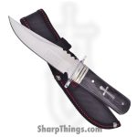 Frost Cutlery - FSHP009 - Sharps Cross - Fixed Blade Knife - Stainless Satin Bowie - Pakkawood - Black